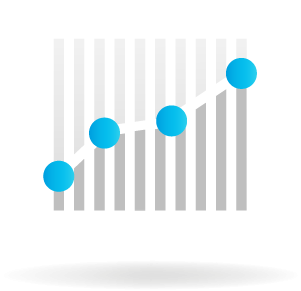 A line graph icon explaining that Better HQ' smart calendar software can save you time with less data entry.