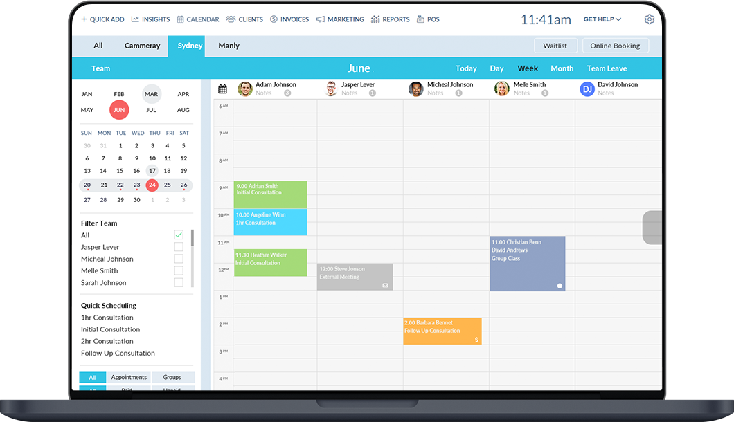 Better HQ&#039;s scheduling software page on a laptop screen, highlighting that user can manage their scheduling on the go.