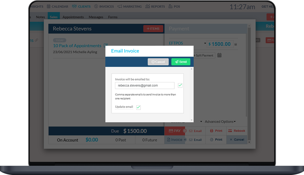 Better HQ&#039;s online invoicing page shown on a laptop screen to show that users can manage their finances from anywhere.