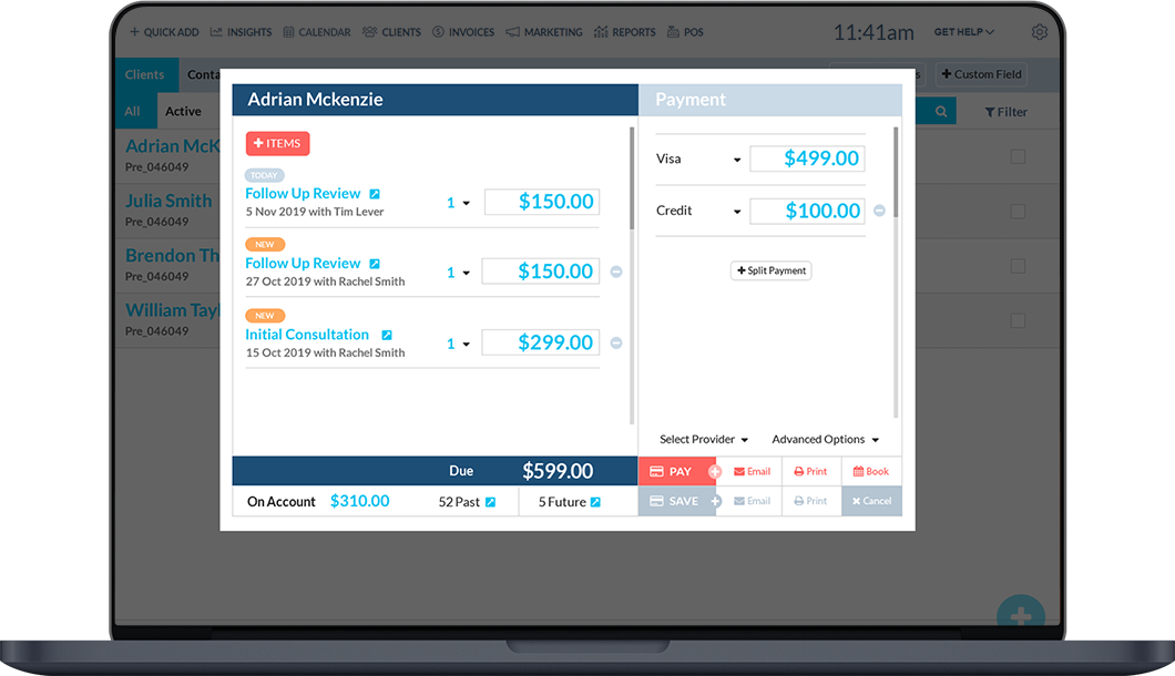 A screenshot demonstrating how to bill a client using Better HQ&#039; online invoicing feature.